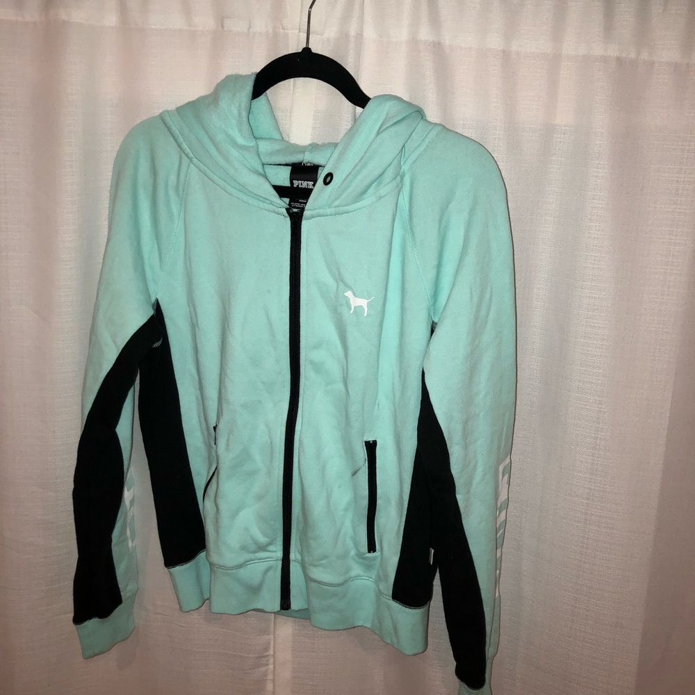 Mint Green Victoria's Secret Pink Zip Up Hoodie
